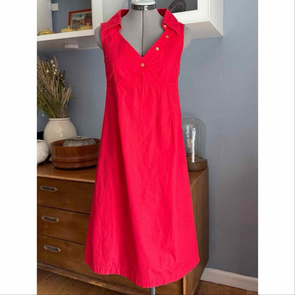Vintage Dirk Van Saene A-Line Cotton Dress Size FR 36 Red